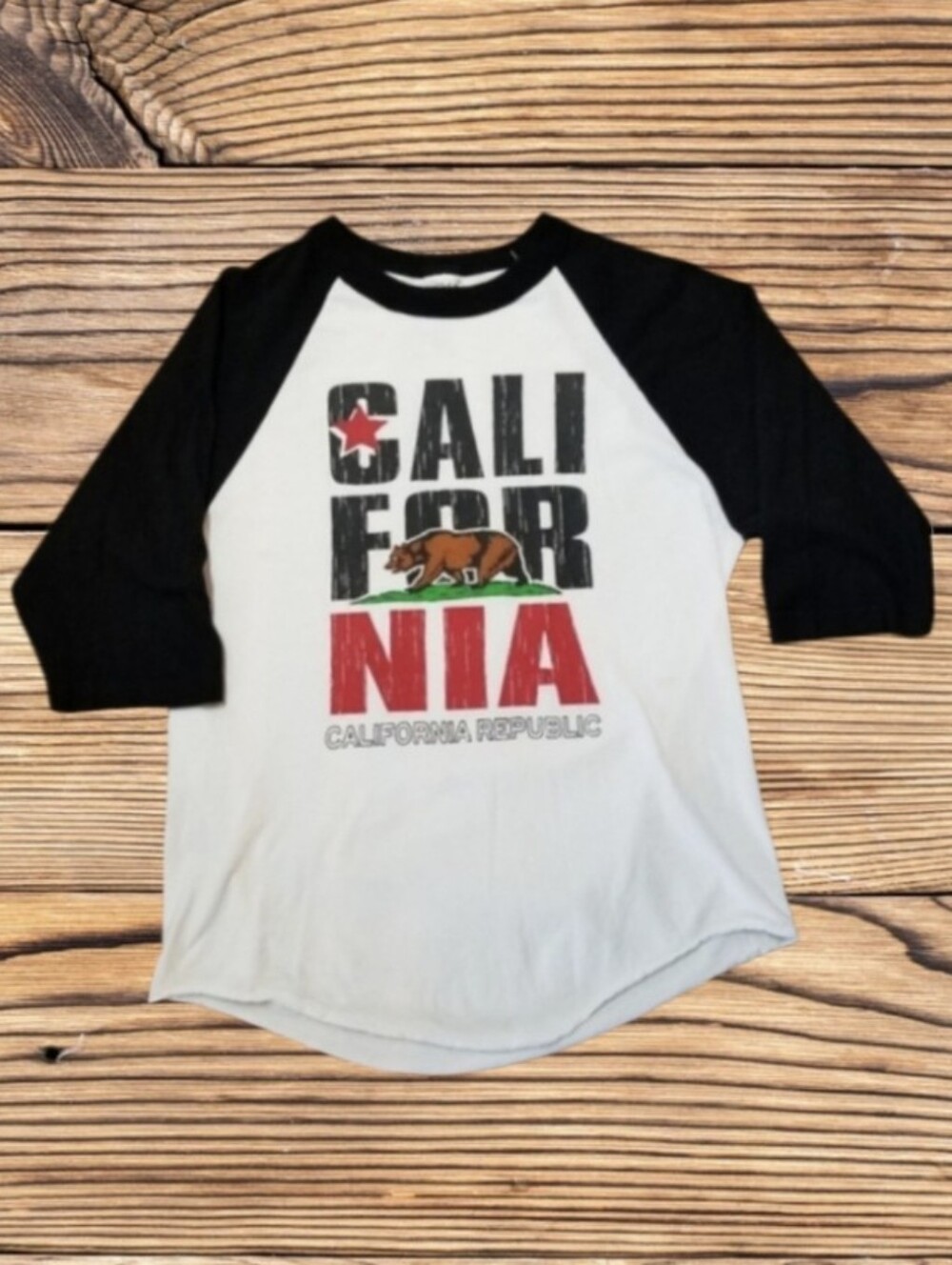 CALIFORNIA REPUBLIC 3/4 SLEEVE BASEBALL STYLE TEE